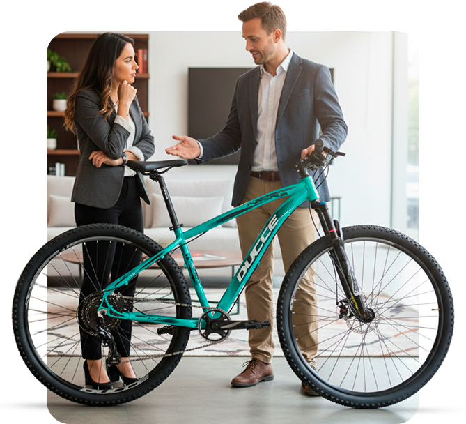 Lojista com bicicleta Ducce
